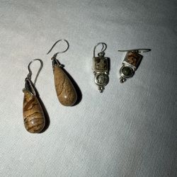 Lot of 2 pair of sterling silver stone earrings p/u Jamison, PA 