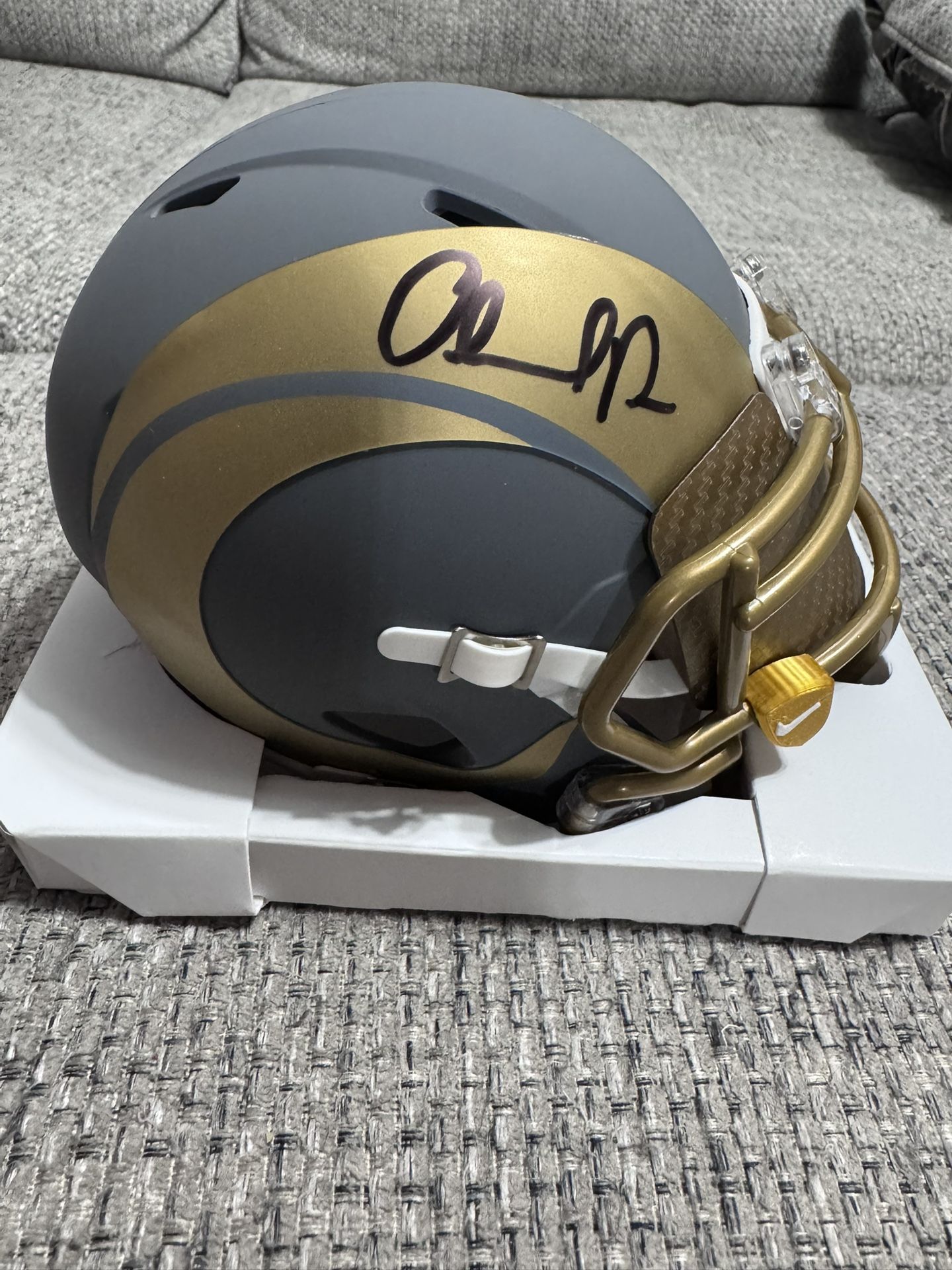 Orlando Pace Signed Autograph Rams Slate Mini Helmet - Metabila Coa - W/Visor