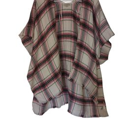 Loft Plaid Wrap Around Poncho 