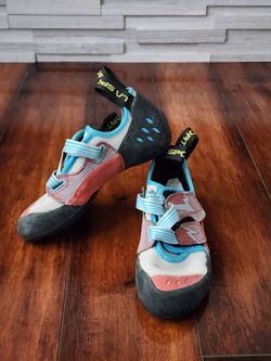 La Sportiva Oxygym Women's Rock Climbing Shoes EU 37 US 5 UK 4 Pink Blue Velcro