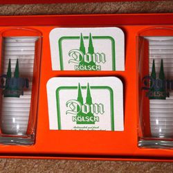 Two sets of a pair of Kolsch glasses and coasters from Germany - brand new