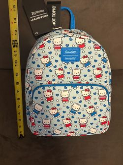 New HELLO KITTY Blue Loungefly Mini Backpack Purse