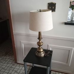 Brass Lamp With Shade/27 Inches Tall 