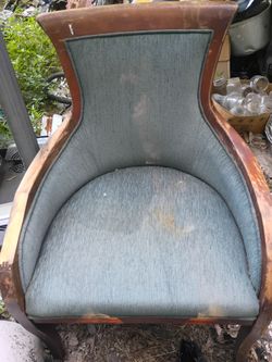 Vintage Wood Frame Upholstered Armchair