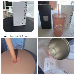 🆕️ STAINLESS STEEL, SCREW ON LID. SUCTION STRAW AREA TO KEEP AIR OUT. DOUBLE STEEL 16 OZ CUP