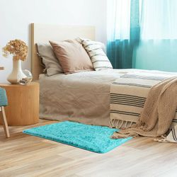 2x4 ft Fluffy BLUE Soft Area Rug for Bedroom