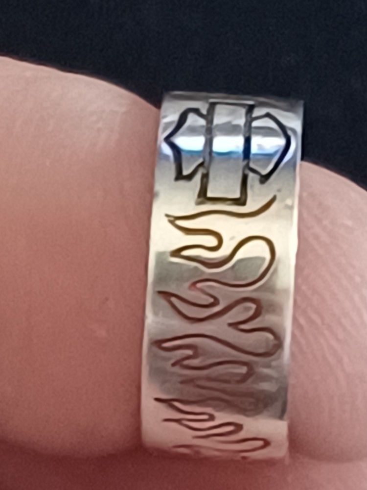 "Mod" Designer -HARLEY DAVIDSON STERLING SILVER  RED FLAMES  RING