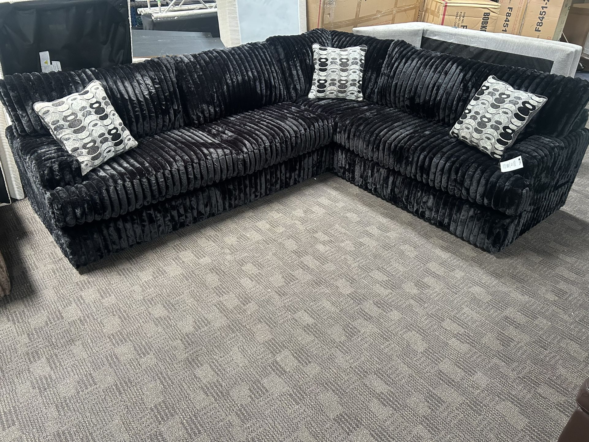 Large Black Comfy Sectional Couch