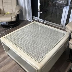 Large Square Coffee Table Glass Top Removable 