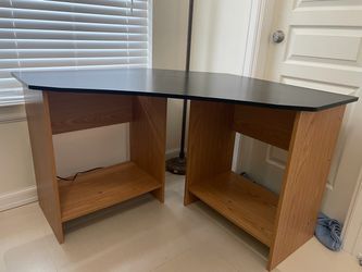 Desk with Black Top and Open Shelves