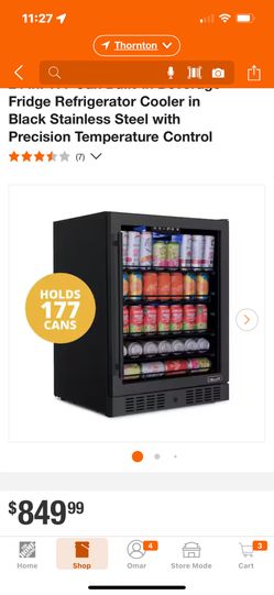 Black Stainless Stell Beverage Fridge 24 In