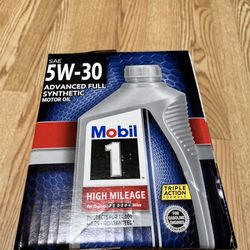 Mobil Full Synthetic High Mileage Motor Oil 5W-30, 1 Quart (6-pack)