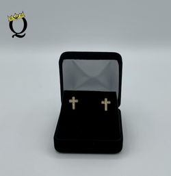 14kt Cross Stud Earrings (missing stone)  