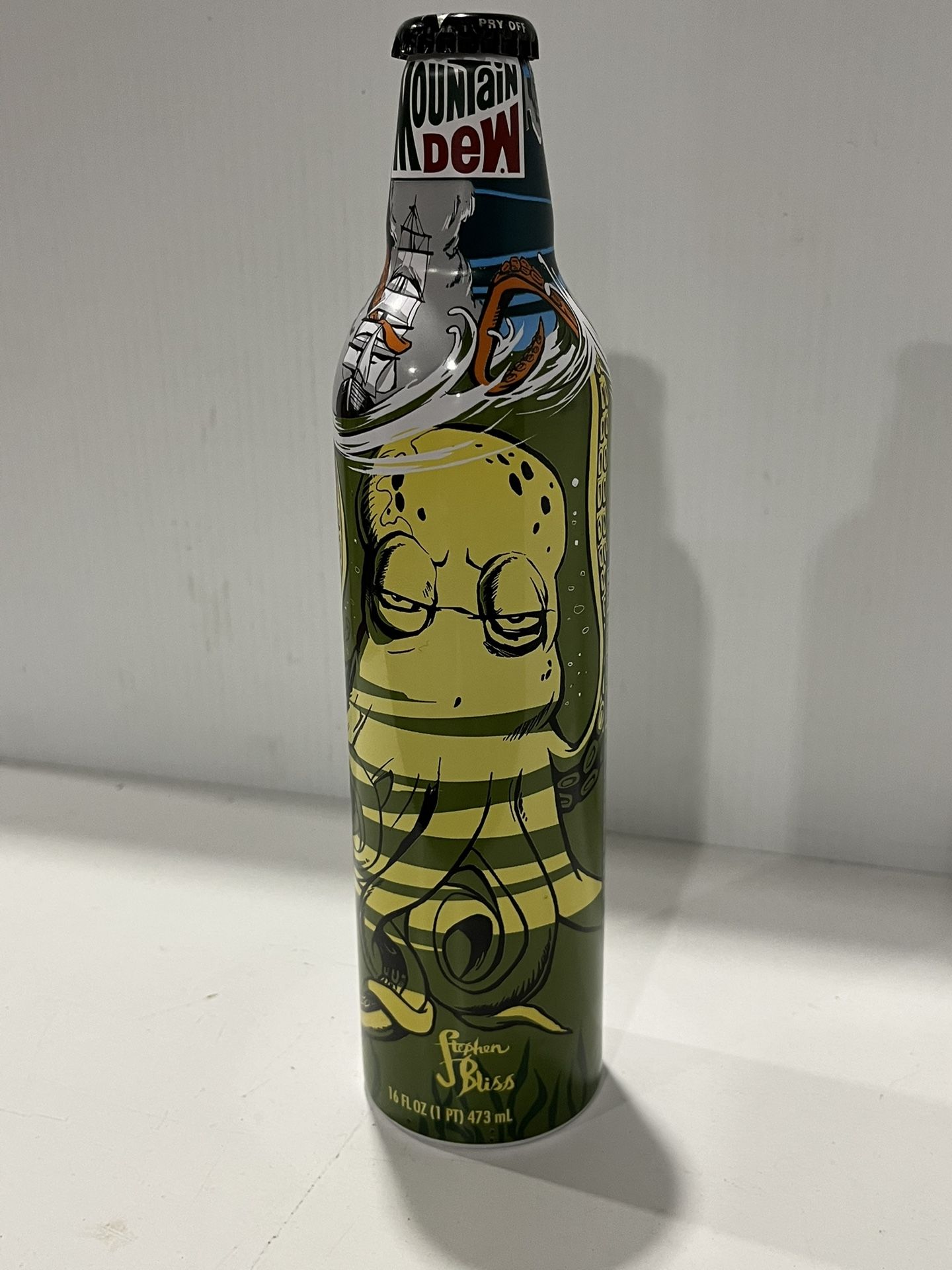 Mountain Dew Bottle Aluminum Octopus Green Label Art Stephen Bliss - Unopen