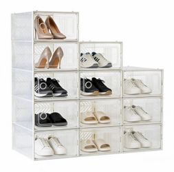 12pk 9.9"'x7.4" Stackable Shoe Box Storage Large Clear