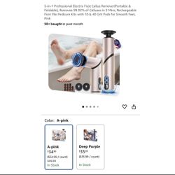 Brand new 5-in-1 Professional Electric Foot Callus Remover(Portable & Foldable), Removes 99.92% of Calluses in 3 Mins, Rechargeable Foot File Pedicure