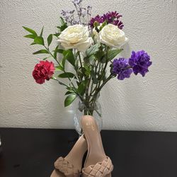 Quilted Slide Heeled Sandals Sz7