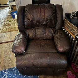 FREE Brown Leather Oversized Massaging Recliner