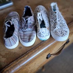 Two Pair Fun Print Tennis Shoes Size 8