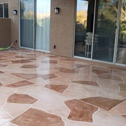 PISO IMITACION FLAGSTONE POOL DECK Y EPOXY GARAGE