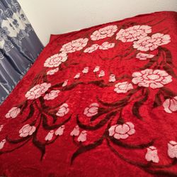 Red / Pink Blanket with flower Print
