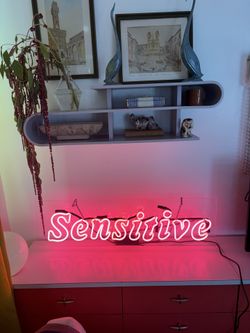 Pink Custom Neon Sign “sensitive” (real neon!dimmable)