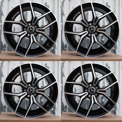 19x8J 5x112 ET35 Black Machine Wheels CB66.6 Fits Audi A4 A5 A6 VW Passat Mercedes C E