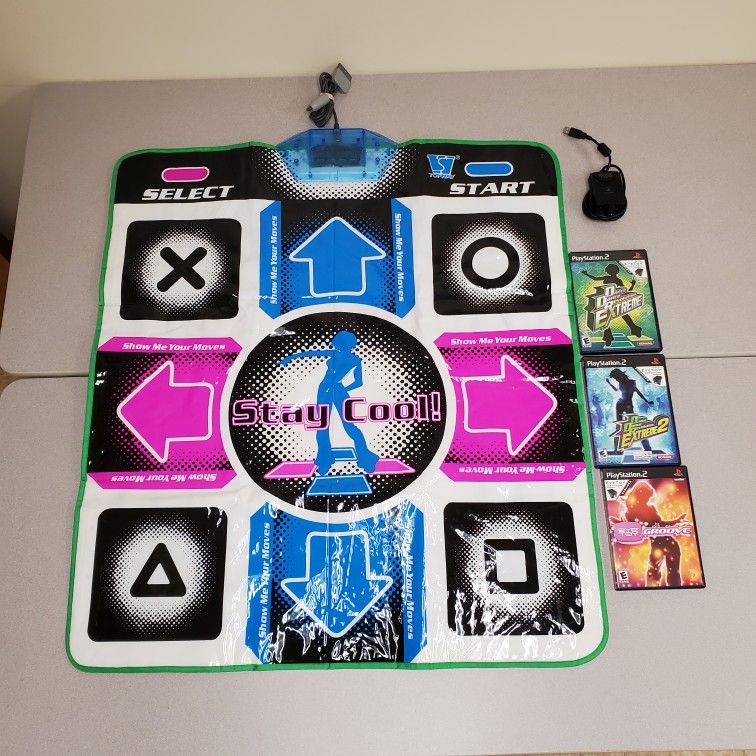 Dance Dance Revolution DDR Playstation 2 PS2 Bundle - Extreme Extreme 2 & Eye Toy Groove W/ Dance Mat & Camera