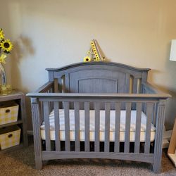 Gray Wood Crib