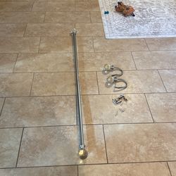 Silver Curtain Rod With Glass Ball Ends 48-72 Inches 