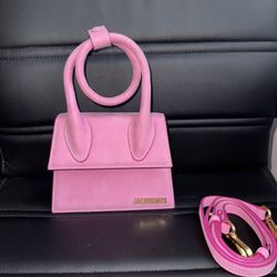 Jacquemus Pink Suede Le Chiquito Noeud Bag