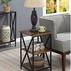 Convenience Concepts Tucson End Table with Shelves, Barnwood/Black