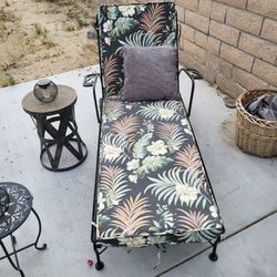 Vintage Wrought Iron Chaise Lounge Chair