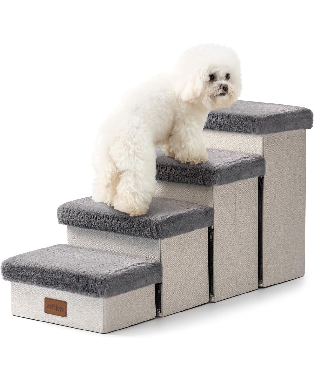 New: 4 Pet Stairs with Storage and Adjustable Steps for High Beds and Couch