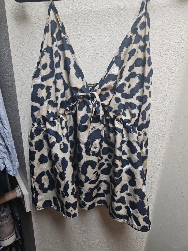 Cheetah Design Flowy Slender Strap Top