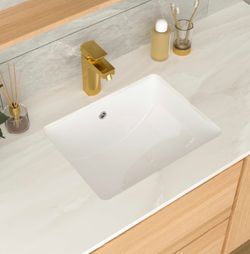 Undermount Bathroom Sink 18x14x8 Inch White Rectangle