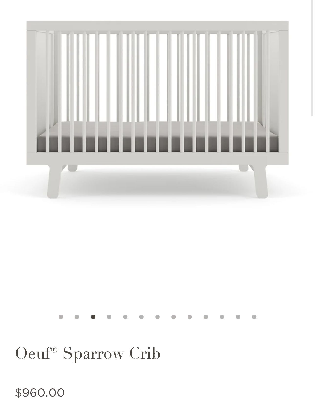 Oeuf Sparrow Crib and Toddler Conversion Bed + mattress