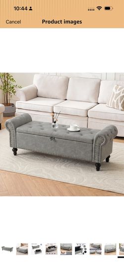 55" Storage Bench for Bedroom, Upholstered