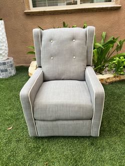 Gray Upholstered adult Wingback Recliner Chair
