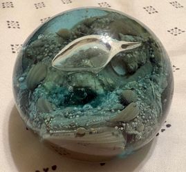 Glass blown dolphin paperweight