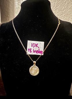 10K Solid Gold Chain and Pendant For Wedding 18 Inches Long