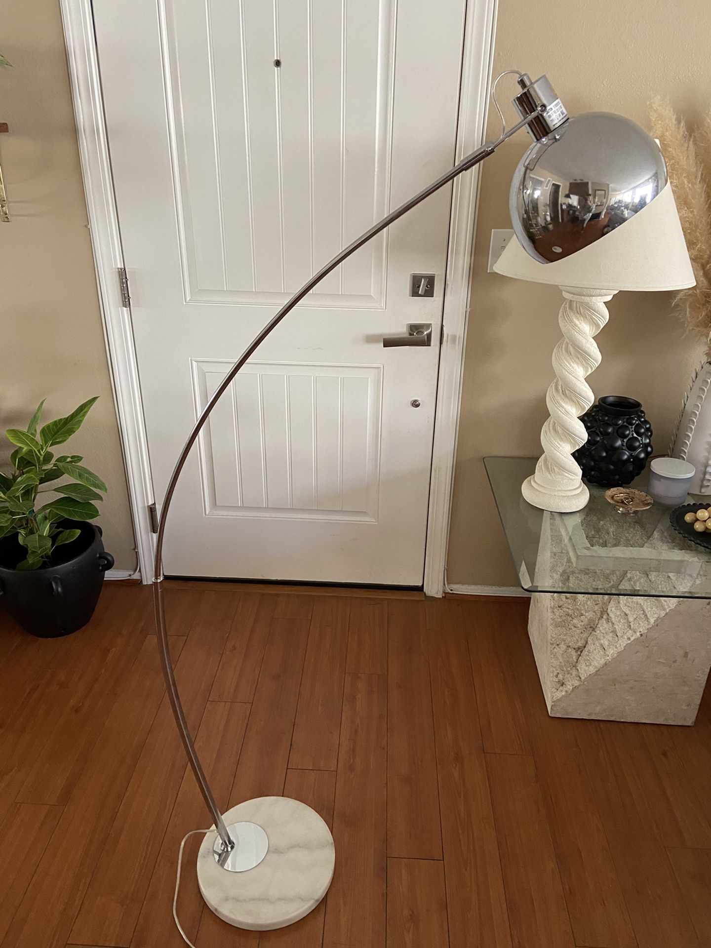 Chrome and Marble Modern Floor Lamp