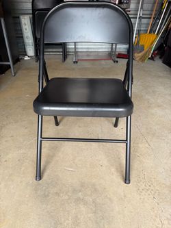 Set of 8 Black Metal Folding Chairs - Excellent Condition