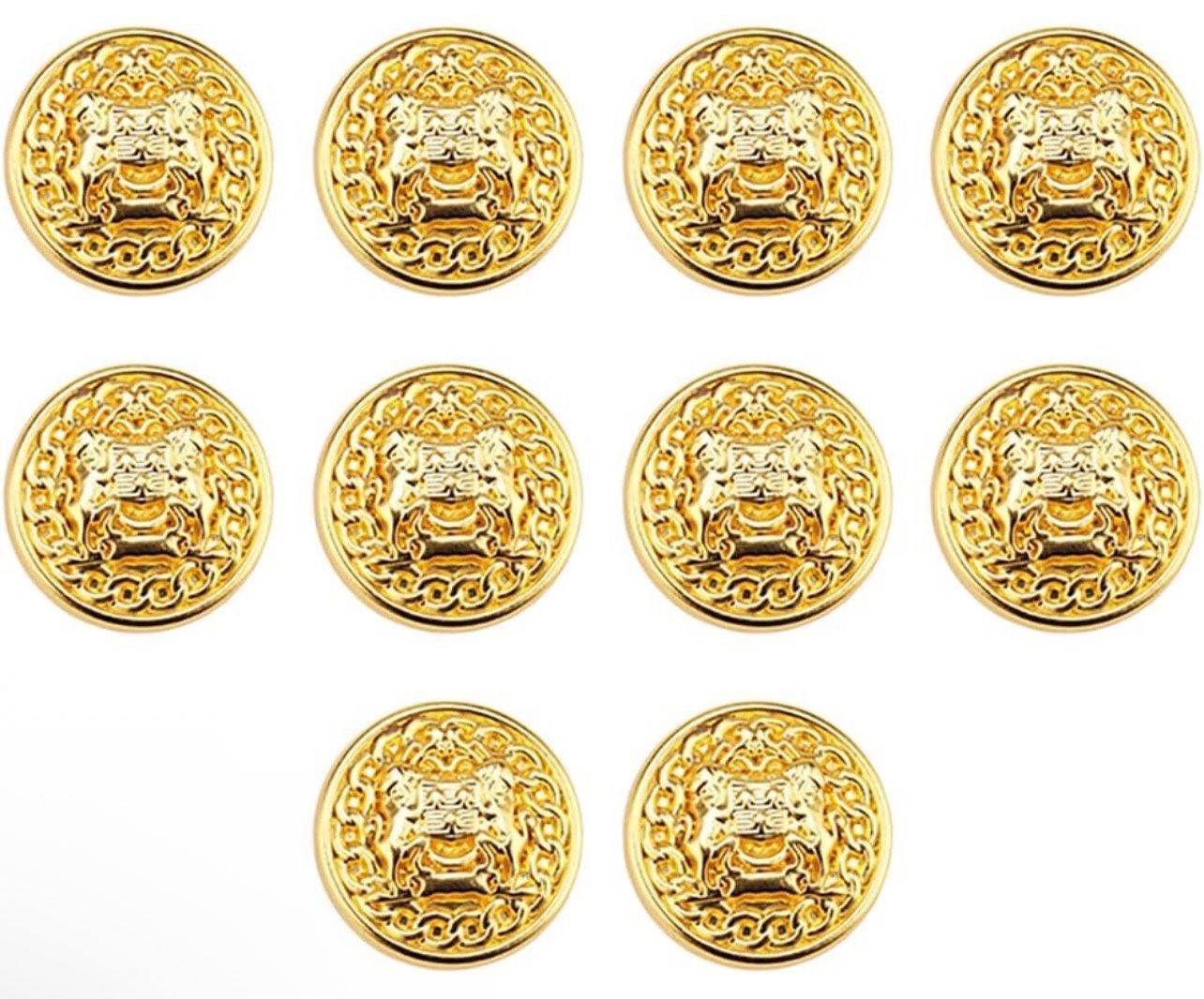 Royal Double Lions Pattern Chain Hollowing Craft Alloy Metal Clothing Ornaments Decorative Buttons (Imitation Gold)
