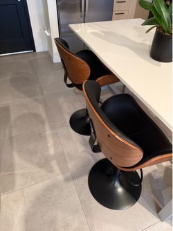 Leather and wood bar stools
