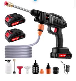 Cordless Pressure Washer, 1500W Portable Power Washer, Rechargeable Battery Pressure Washer with 5M Hose & 3 Nozzles, Electric Pressure Washers for Ca