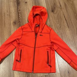 REI a orange Fleece Jacket Boys 6/7