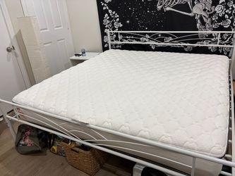 Firm King Mattress & White King Bedframe