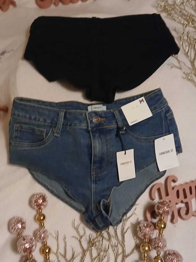 Forever 21 Crop Shorts NWT MED JEAN BLK JEAN SM