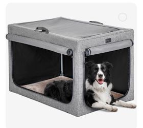 NEW PETSFIT Large 36” Collapsible Soft Dog Crate – Gray